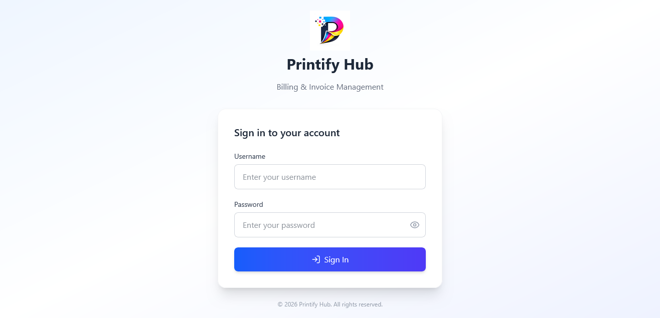 Printify Hub - Printing Shop Management System